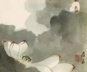 张大千荷花国画分享