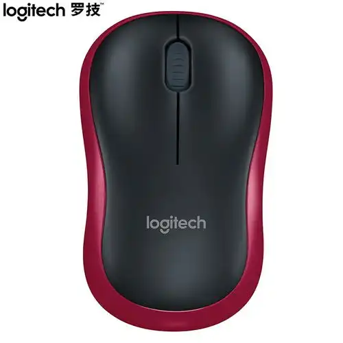 原价59现价49罗技logitechm185m186鼠标无线鼠标办公鼠标对称鼠标黑色红边带无线2.4g接收器
