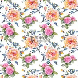 浪漫玫瑰花背景田园风花卉图案图片印花面料设计图案原创艺术风psd图片素材下载图芽创意