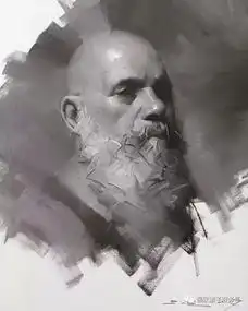 看着简单,他用木炭条画出来的素描人物,生动传神