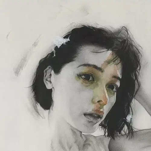 有颜色的素描,画的真美