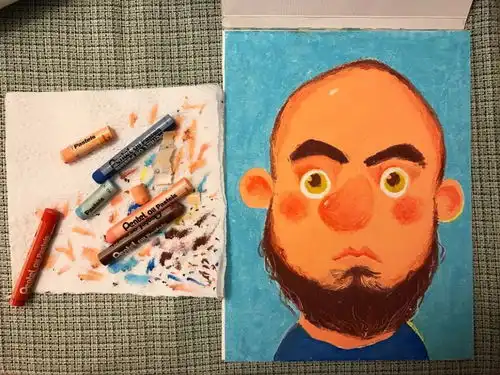 简单又可爱的油画棒头像,你值得拥有