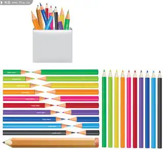 24色彩铅图片铅笔矢量图