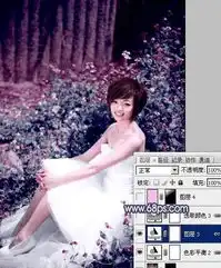ps调出柔和暗青紫色调外景人物照片4