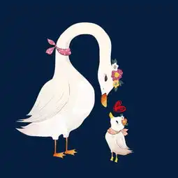 手绘卡通插画天鹅母子情图片素材其他格式下载动漫人物大全