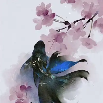 古风九色锦鲤背景图