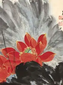 张大千荷花