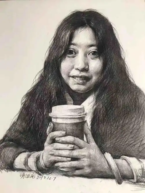 严谨的造型,强烈的画味谢延南素描头像欣赏
