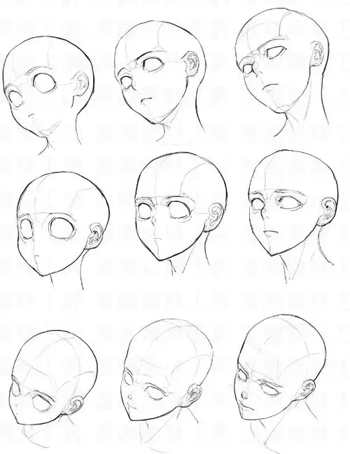 人体头部素材头部不同角度的画法