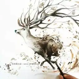一组漂亮的鹿子水彩插画欣赏