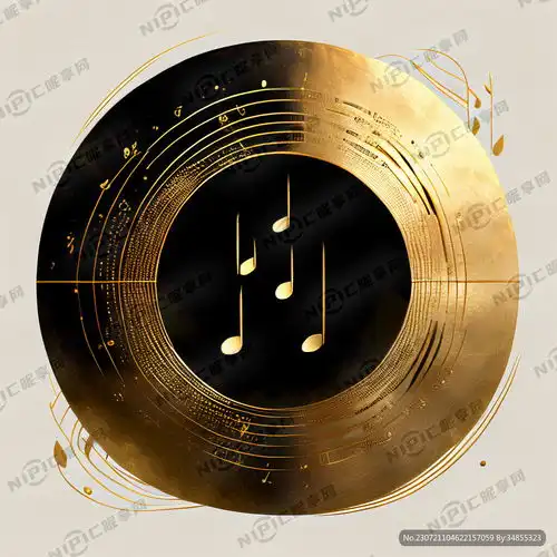 ai创作图金色音符五线谱简画透明背景nipic.com