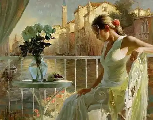 成熟优雅的女人俄罗斯画家弗拉基米尔沃列戈夫油画作品