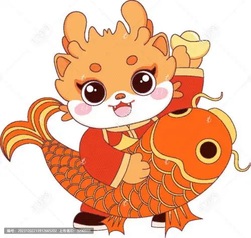 可爱卡通龙形象年年有余插画,美术绘画,其他设计,设计模板,汇图网